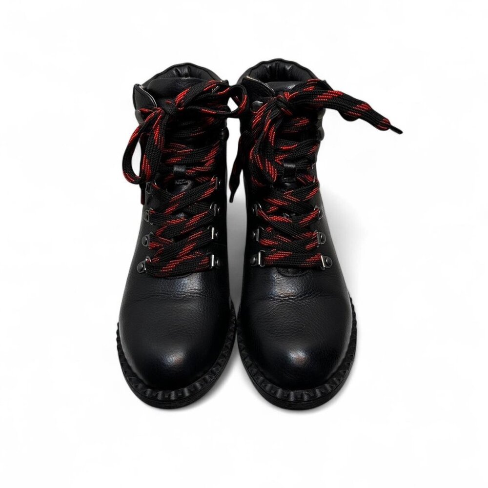 Gentle Souls by Kenneth Cole Women's Brooklyn Black Leather Lace Up Combat Boots